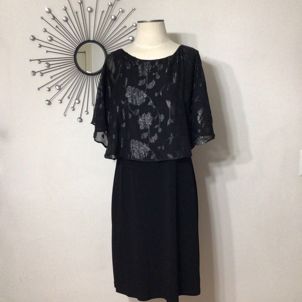 Connected Apparel Black Dress with Silver Accents